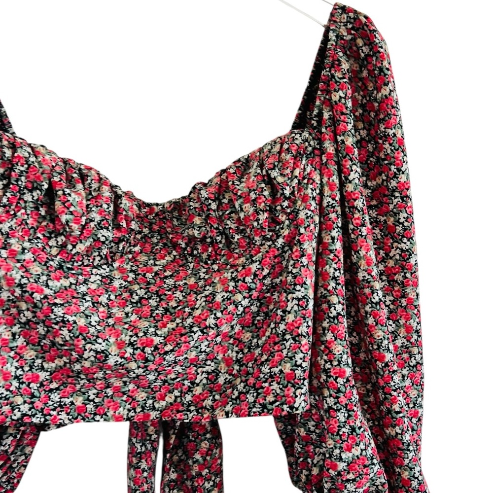 Et Clet Floral Puff Sleeve Underwire Crop Top - Picture 2 of 6
